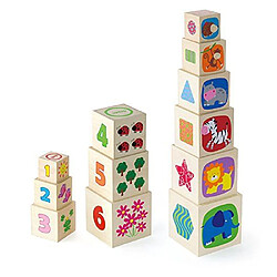 New Classic Toys - 0600 - Forme À Trier Et À Empiler - Cubes Gigognes - 6 Cubes - Bois 