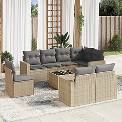 Maison Chic Salon de jardin avec coussins 9 pcs | Ensemble de Table et chaises | Mobilier d'Extérieur beige résine tressée -GKD12429