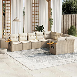 vidaXL Salon de jardin avec coussins 9 pcs beige résine tressée 