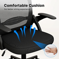 BIGZZIA Chaise de bureau | Fauteuil avec housse en maille respirante | ergonomique | accoudoirs rabattables & réglable en hauteur | noir