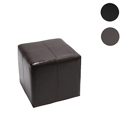 Mendler 2x tabouret / pouf / dé Onex, cuir, 36x36x36cm ~ marron