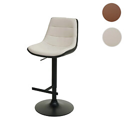 Mendler Lot de 2 tabourets de bar HWC-L85, chaise de bar tabouret de comptoir tabouret pivotant, hauteur réglable avec dossier similicuir ~ crème-beige 