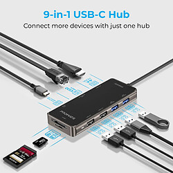 Promate Primehub-Go Hub USB-C 100W PD, HDMI 4K@30Hz, 1080p Ethernet, AUX, SD/TF, 4x USB-A 3.0/2.0