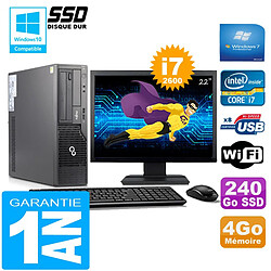 PC Fujitsu Esprimo E500 E85+ SFF I7-2600 4Go Disque 240Go SSD Wifi W7 Ecran 22" - Occasion