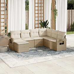 vidaXL Salon de jardin avec coussins 7 pcs beige résine tressée 