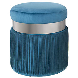 Pouf Alexandra House Living Bleu Gris Velours Bois 7 x 44 x 40 cm