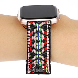 Acheter Wewoo Bracelet pour montre connectée Fitbit Versa Style ethnique en cuir véritable coloré