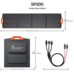 Panneau solaire pliable FOSSiBOT SP200 200 W, MC4 à Câble de charge Anderson/XT90/XT60, poignée magnétique, efficacité de 23,4 %, béquilles réglables, étanche IP67 pas cher