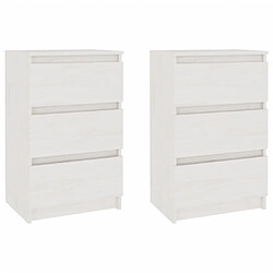 vidaXL Tables de chevet 2 pcs Blanc 40x29,5x64 cm Bois de pin solide