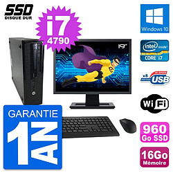 PC HP ProDesk 400 G1 SFF Ecran 19" i7-4790 RAM 16Go SSD 960Go Windows 10 Wifi - Occasion