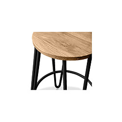 ICONIK INTERIOR Tabouret rond - Design industriel - Bois et métal - 66cm - Hairpin Noir pas cher