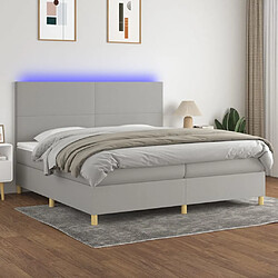 vidaXL Sommier à lattes de lit et matelas et LED Gris clair 200x200 cm 