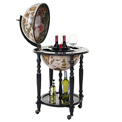 Mendler Globe terrestre, bar de salon HWC-A78, minibar roulant, bois d'eucalyptus