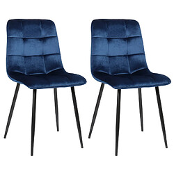 Decoshop26 Lot de 2 chaises de salle à manger en velours bleu pieds métal noir mat style moderne CDS10098 