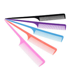 5x Peigne de Coiffure à Queue de Rat Multicolore Brosse à Cheveux en Plastique Anti-statique pour Cheveux Styling