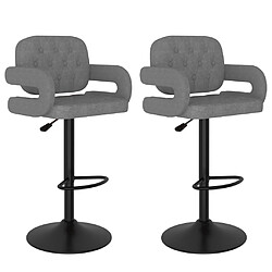 vidaXL Tabourets de bar lot de 2 gris clair tissu