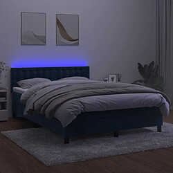 Avis vidaXL Sommier à lattes de lit matelas et LED Bleu foncé 140x200 cm