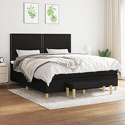 Maison Chic Structures de lit + matelas,Lit à sommier tapissier avec matelas Noir 160x200 cm Tissu -MN74403