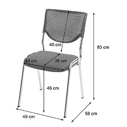 Mendler 4x chaise visiteur T401, chaise de conférence empilable, tissu/textile ~ siége gris foncé, pieds chromés