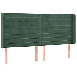 Maison Chic Tête de lit scandinave avec oreilles,meuble de chambre Vert foncé 163x16x118/128 cm Velours -MN70711