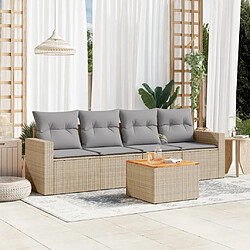 vidaXL Salon de jardin avec coussins 5pcs mélange beige résine tressée 