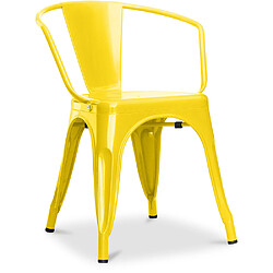 ICONIK INTERIOR Chaise de salle à manger avec accoudoirs - Acier - Nouvelle édition - Stylix Jaune