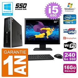 PC HP Compaq 8100 SFF Ecran 22" i5-650 RAM 16Go SSD 240Go Graveur DVD Wifi W7 · Occasion 