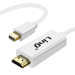 Câble Vidéo Mini DisplayPort Mâle vers HDMI Mâle 1.8m LinQ Blanc