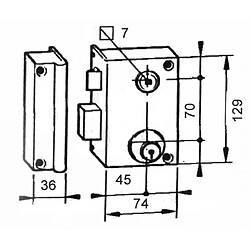 Serrure en applique Bricard monopoint verticale à fouillot Ouvrant Gauche 35 mm Pour grilles et portails