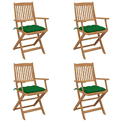 Maison Chic Lot de 4 Chaises pliables de jardin avec coussins - Fauteuil d'extérieur Bois d'acacia -MN48394