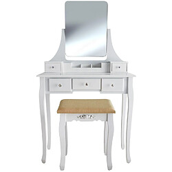 Helloshop26 Coiffeuse avec miroir 5 tiroirs table de maquillage élégante moderne 138 cm blanche 08_0000241