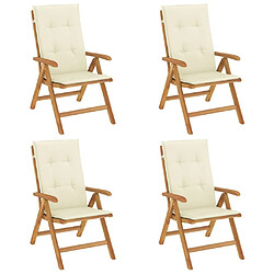 Maison Chic Lot de 4 Chaises de jardin inclinables,Fauteuil d'extérieur bois massif teck -MN31115