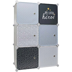 The Home Deco Kids Rangement enfant 6 cubes modulables my little héros – bleu & gris.