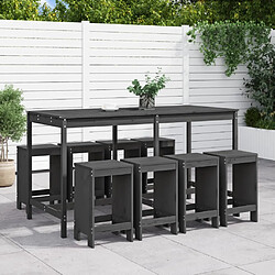 Maison Chic Table de bar et chaises d'extérieur 9 pcs,Ensemble de bar de jardin pour relax gris bois de pin massif -GKD782594