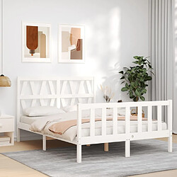 Maison Chic Cadre/structure de lit avec tête de lit pour adulte - Lit Moderne Chambre blanc double bois massif -MN34808