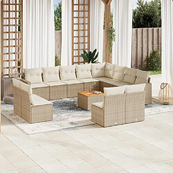 Maison Chic Salon de jardin avec coussins 13 pcs, Ensemble Tables et chaises de jardin, beige résine tressée -GKD510591