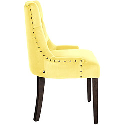 Decoshop26 Chaise de salle à manger x1 design antique capitonné en velours jaune avec 4 pieds en bois marron 10_0001937