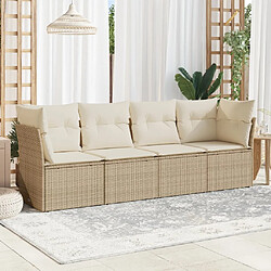 vidaXL Salon de jardin avec coussins 4 pcs beige résine tressée 