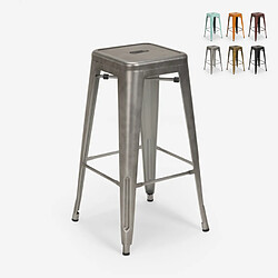 Ahd Amazing Home Design Tabouret vintage en métal design industriel pour bar et cuisine style Tolix Steel Stale, Couleur: Silver