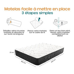 Avis Visiodirect Matelas à ressorts ensachés MIERA , 140x200 cm, en mousse haute densité, Soutien très ferme, face été/hiver