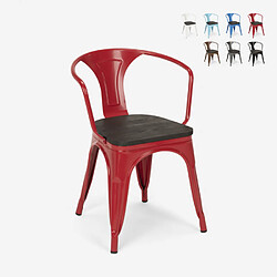 Ahd Amazing Home Design Chaises design industriel en bois et métal de style Tolix Cuisines de bar Steel Wood Arm, Couleur: Rouge