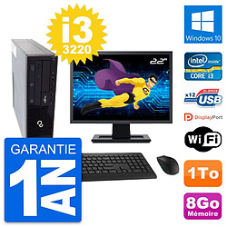 PC Fujitsu E910 DT Ecran 22" Intel i3-3220 RAM 8Go Disque 1To Windows 10 Wifi - Occasion