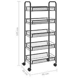 vidaXL Chariot de cuisine à 5 niveaux Noir 46x26x105 cm Fer pas cher