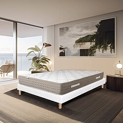 LUXURY LITERIE Ensemble matelas Dreamlux 90x190 cm + sommier blanc ep 13cm •Dimensions du couchage: 90x190 cm
•Type de matelas: ressorts ensachés, memosoft100
•Epaisseur du matelas: 28 cm
•Matelas livré roulé compressé
•Traitement de protection: Anti-acarien, Anti-bactérien, Hypoallergénique
•Revêtement-Coutil certifié Oeko-tex®