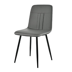 ComfortXL Ensemble de 4 Chaises de Salle à Manger en Similicuir avec Dossier, Structure en Métal, Gris Foncé