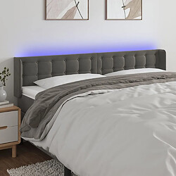 Maison Chic Tête de lit scandinave à LED,meuble de chambre Gris foncé 203x16x78/88 cm Velours -MN76832