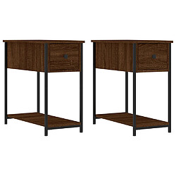 vidaXL Tables de chevet 2pcs chêne marron 30x60x60cm bois d'ingénierie