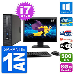 PC HP 800 G1 Ecran 22" Core i7-4770 RAM 8Go Disque 500Go Windows 10 Wifi - Occasion