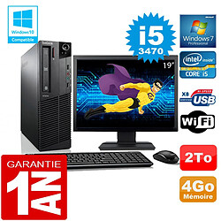 PC Lenovo M92p SFF Core I5-3470 Ram 4Go Disque 2 To Wifi W7 Ecran 19" · Occasion 