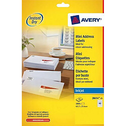 AVERY - J8654-25 - 1000 étiquettes adhésives mini blanches personnalisables. 45,7x25,4mm. Impression jet d'encre